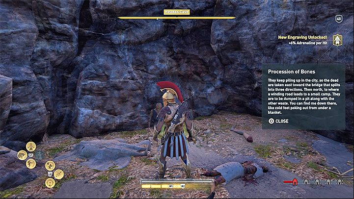 The location you visit is a small camp with enemies - AC Odyssey: Ainigmata Ostraka in Messenia - Ainigmata Ostraka - Assassins Creed Odyssey Guide