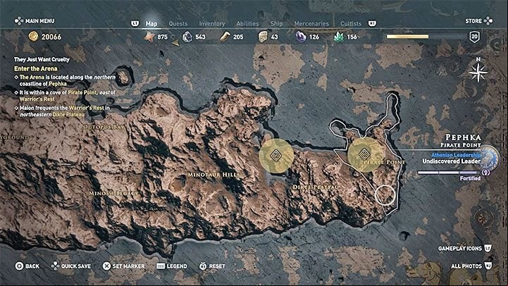 In order to reach the Arena, you have to sail to the Pephka island, which is located in the bottom-right corner of the world map - AC Odyssey: How to get to Arena? How to unlock Arena? - FAQ - Assassins Creed Odyssey Guide