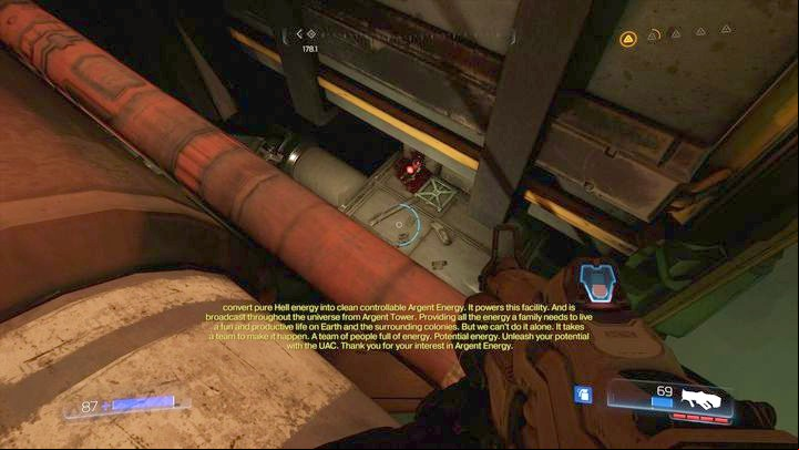 Turn around after you see Olivia for the first time - Doom: All secrets in Argent Energy Tower - Secrets - Doom Game Guide & Walkthrough