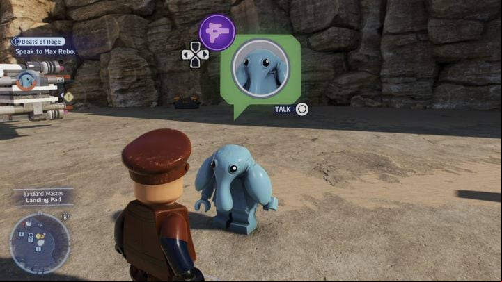 Before leaving, you have to change your character to Scoundrel and talk to the quest giver - LEGO Skywalker Saga: Beats of Rage - walkthrough - Tatooine - the desert of Jundland - LEGO Skywalker Saga Guide
