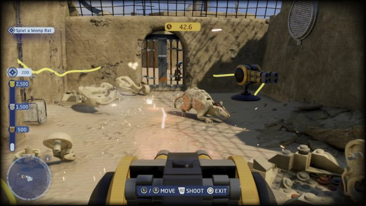 The trial is to score as many points as possible by shooting down the rats - LEGO Skywalker Saga: Bantha Banter - walkthrough - Trials - LEGO Skywalker Saga Guide