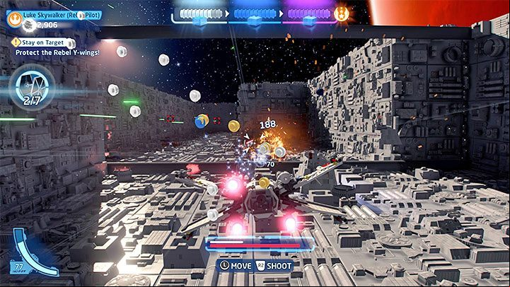 Later, you will coma across a fork - choose any route - LEGO Skywalker Saga: Stay on Target - walkthrough - Episode 4 - A New Hope - LEGO Skywalker Saga Guide