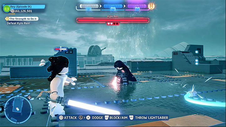 During this face you have more ways of damaging the boss other than your lightsaber - LEGO Skywalker Saga: The Strength To Do It - walkthrough - Episode 9 - The Rise of Skywalker - LEGO Skywalker Saga Guide