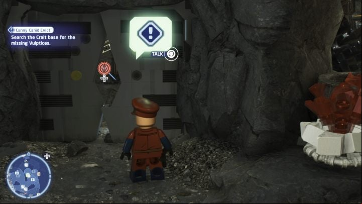 Go to the place indicated by the rebel - LEGO Skywalker Saga: Canny Canid Evict - walkthrough - Crait facility - LEGO Skywalker Saga Guide