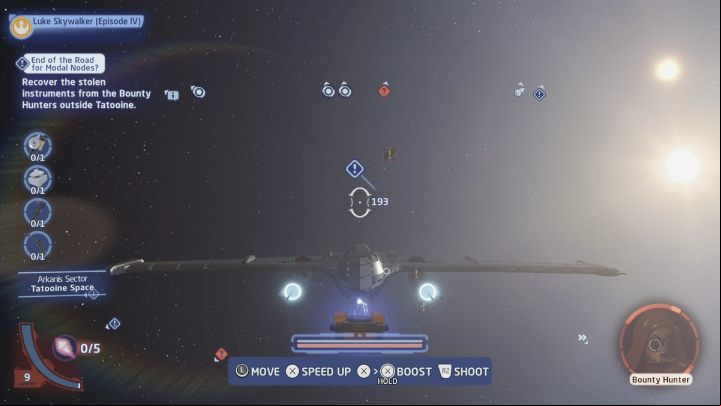 Destroy all enemy ships one by one - LEGO Skywalker Saga: End of the Road for Modal Nodes - walkthrough - Tatooine - Mos Eisley - LEGO Skywalker Saga Guide