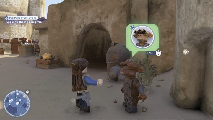 Accept the quest from the questgiver in Mos Espa on Tatooine, then fast travel to Pau City on Utapau - LEGO Skywalker Saga: Pod Parts Procurement - walkthrough - Tatooine - Mos Espa - LEGO Skywalker Saga Guide