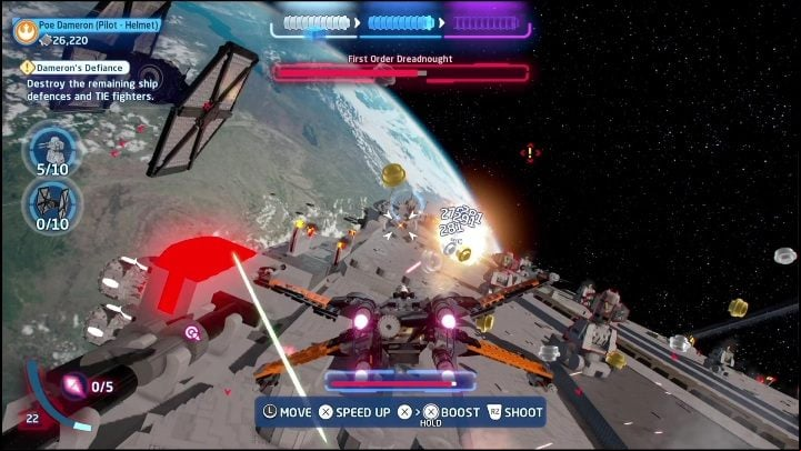 You get the second part for shooting down 7 antennas on the ship - LEGO Skywalker Saga: The Last Jedi - list of collectibles and rewards - Minikits - LEGO Skywalker Saga Guide