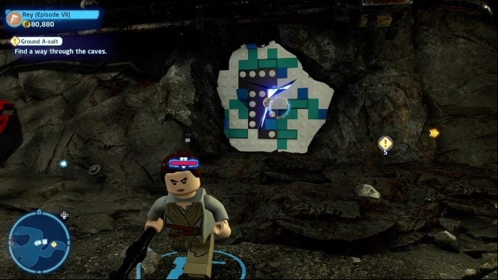 The next part is in a small cave - LEGO Skywalker Saga: The Last Jedi - list of collectibles and rewards - Minikits - LEGO Skywalker Saga Guide