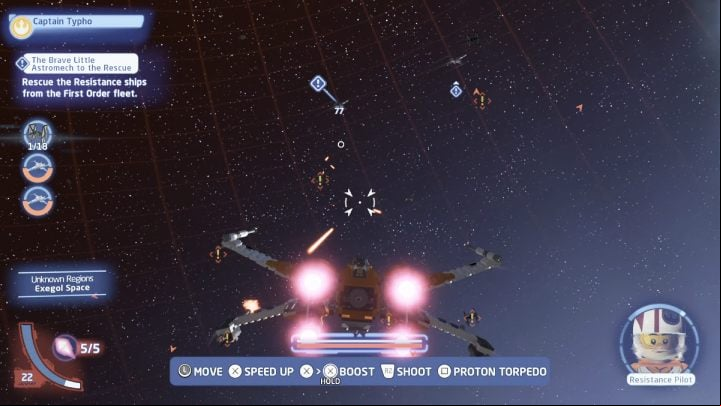 Talk to the quest giver in the outer space of the planet Exegol and accept the task - LEGO Skywalker Saga: The Brave Little Astromech to the Rescue - walkthrough - Exegol - local space - LEGO Skywalker Saga Guide