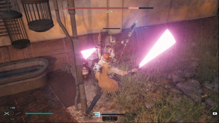 For regular attacks, use blocks and parry - the latter are great for counterattacks - Jedi Survivor: How to defeat the boss Zeik? - Bosses - Star Wars Jedi Survivor guide