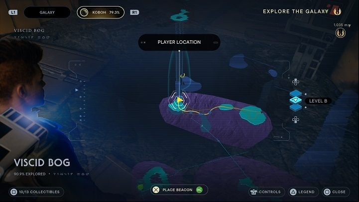 Now the only thing left to do is to go back to the place where you found the echo with the Abominable Swamp, and then to the hill from which you started jumping to the aforementioned secret - Jedi Survivor: Viscid Bog - list of secrets - Koboh - Star Wars Jedi Survivor guide