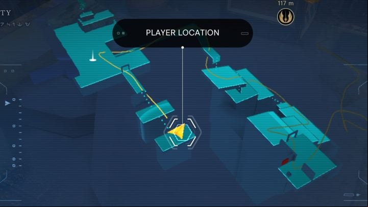 You will find the chest in a side area near the first meditation point - Jedi Survivor: Rooftops on Coruscant - list of secrets - Coruscant - Star Wars Jedi Survivor guide