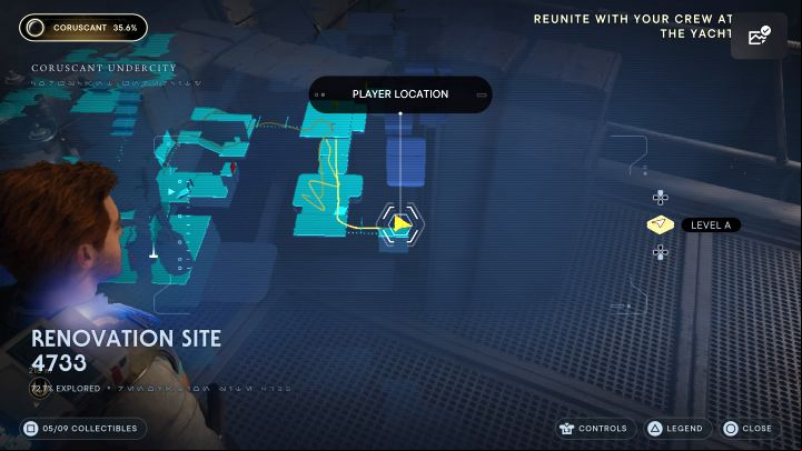 The secret is adjacent to the location where you the tutorial on using Slow Mode - Jedi Survivor: Renovation Site 4733 on Coruscant - list of secrets - Coruscant - Star Wars Jedi Survivor guide