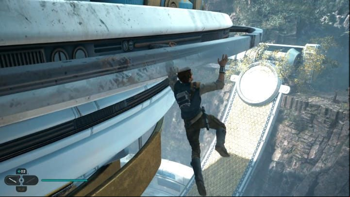 Go outside, grab the pipe and go around the top of the tower - Star Wars Jedi Survivor: The Forest Array - Walkthorugh - Star Wars Jedi Survivor guide