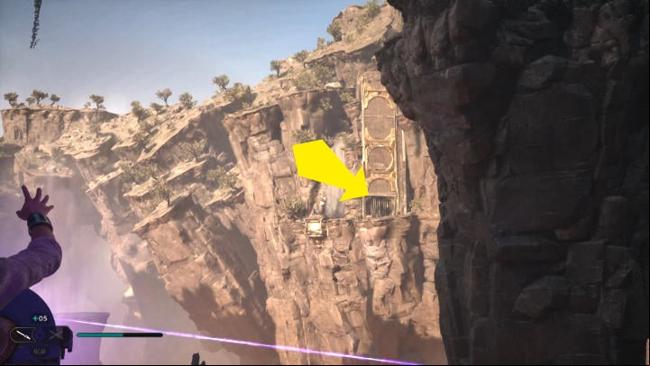 Fly on the nearby Relter into the rising air current and head to the spot marked in the image above - Star Wars Jedi Survivor: Research Tanalor - Walkthorugh - Star Wars Jedi Survivor guide