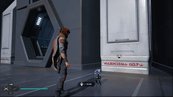 You have to scan the wall in the hangar where the Mantis is - Jedi Survivor: Hanga Bay Exterior on Nova Garon - list of secrets - Nova Garon - Star Wars Jedi Survivor guide